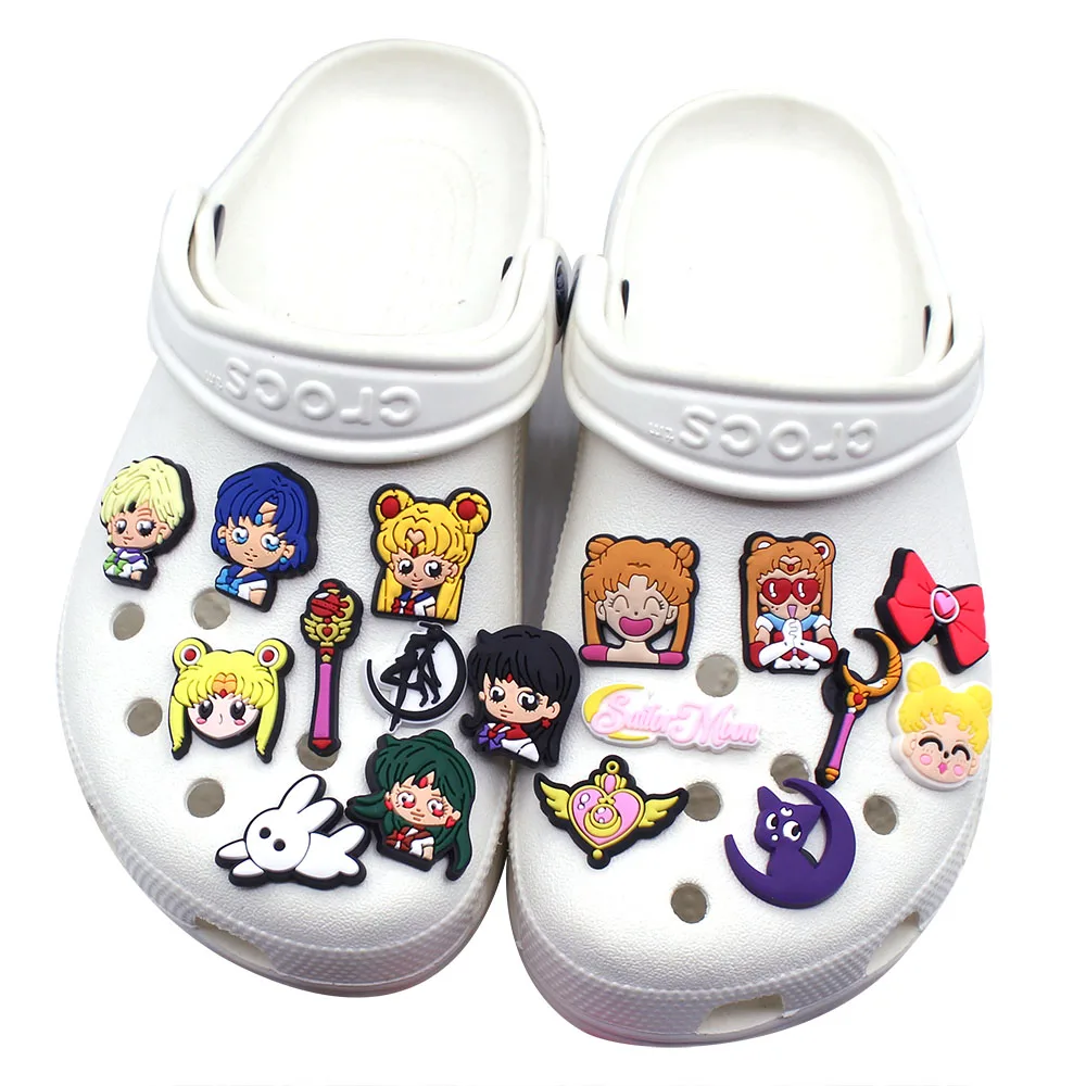 

Single Sale 1PCS Cartoon Animal Cat Croc Charms Silicone Fashion Beautiful Girl Hole Slipper Accessories Buckle Kids X-mas Gifts