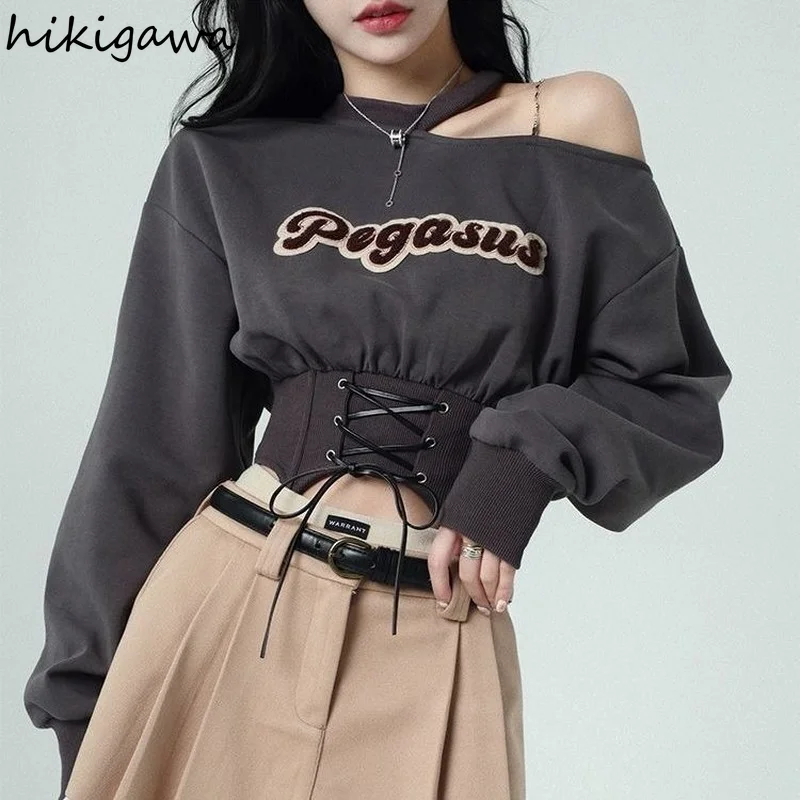 Женская толстовка с длинным рукавом открытыми плечами |