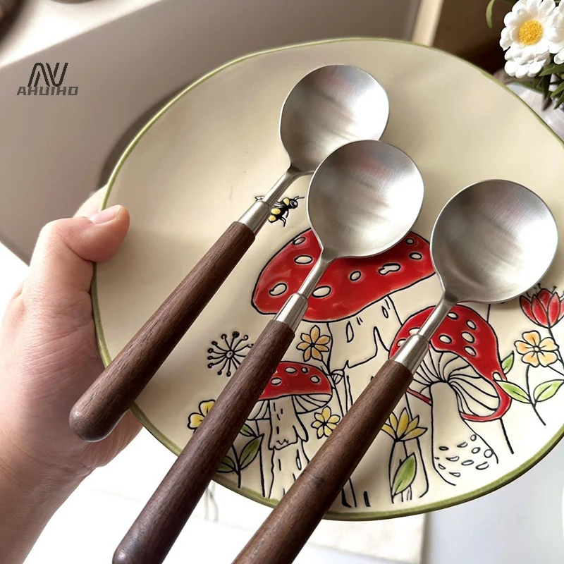 1 шт. винтажные столовые приборы с ручкой из нержавеющей стали 304 плоская