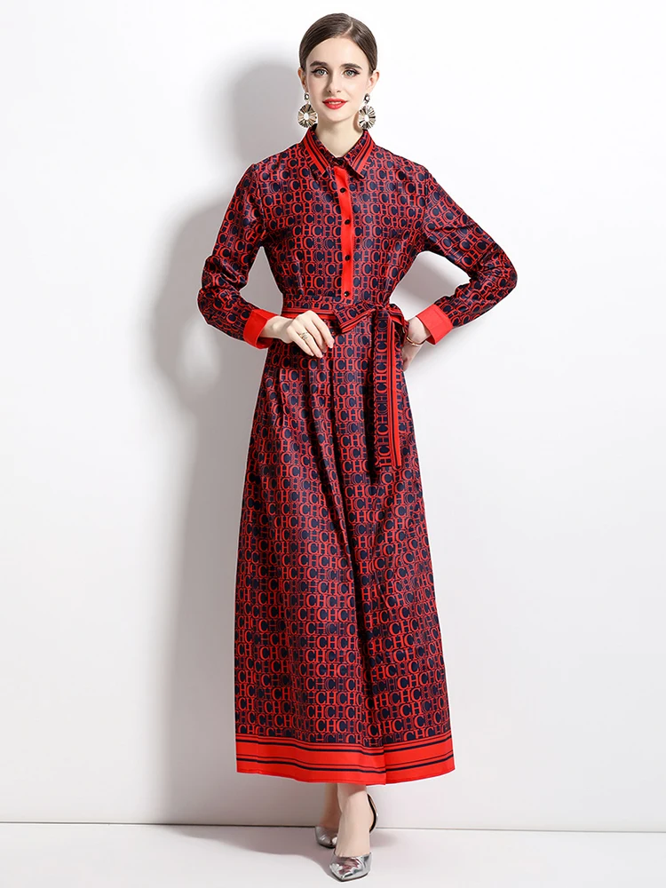 

Женское модельное платье с буквенным принтом, повседневное офисное платье средней длины без рукавов, с отложным воротником, поясом и шнуровкой, A9865, весна-осень