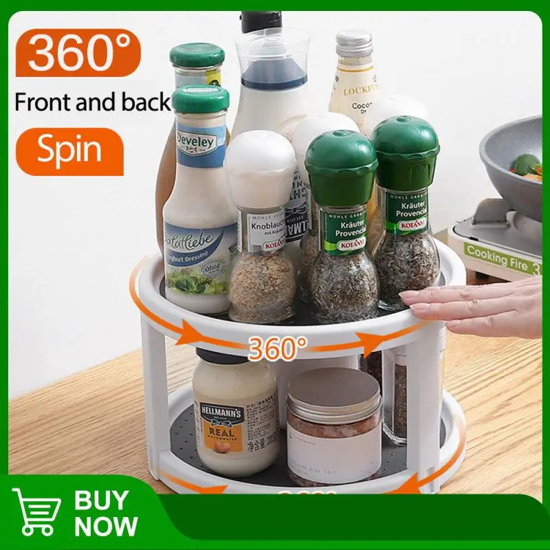 

Multifunctional Seasoning Spice Jar Holder Double-layer Sundries Holders Kitchen Rotating Food Storage Racks Home Organization