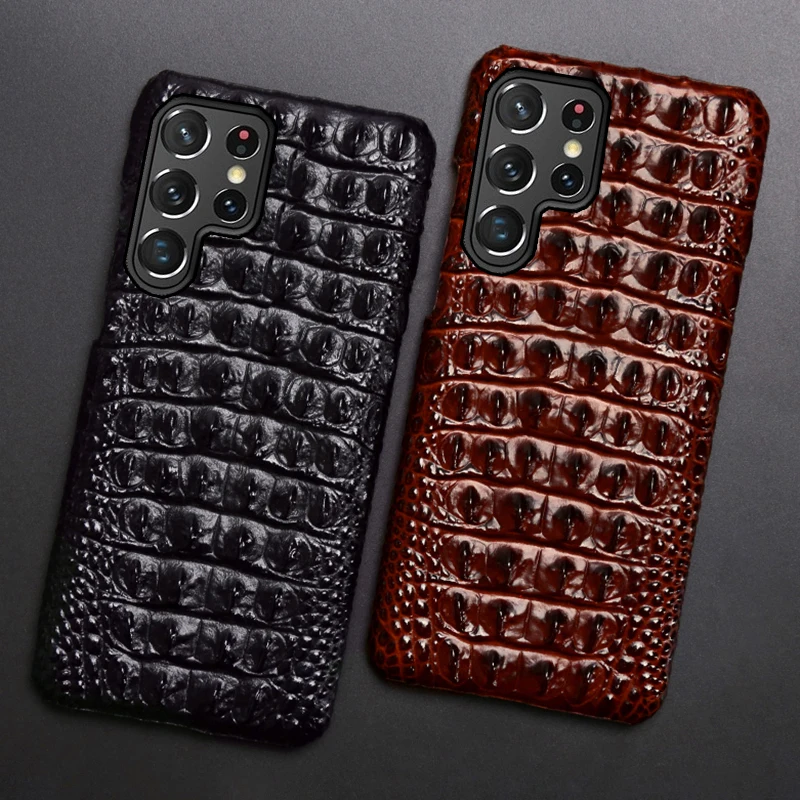 Leather Phone Case For Samsung S21 S20 S22 S23 Ultra S21FE S10e S9 S8 Plus Note 20ultra 8 9 10 lite Crocodile Back Texture