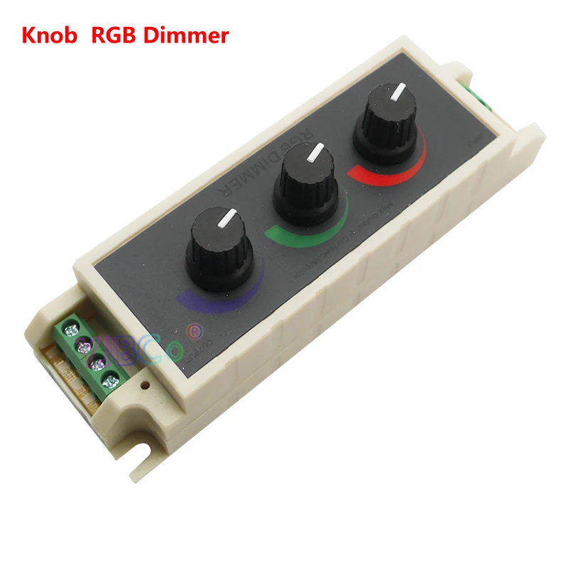 

Knob RGB Dimmer Stepless Dimming Controller Adjustment Red Green Blue Three way Switch For 2835 3528 5050 Led Strip DC12V 24V