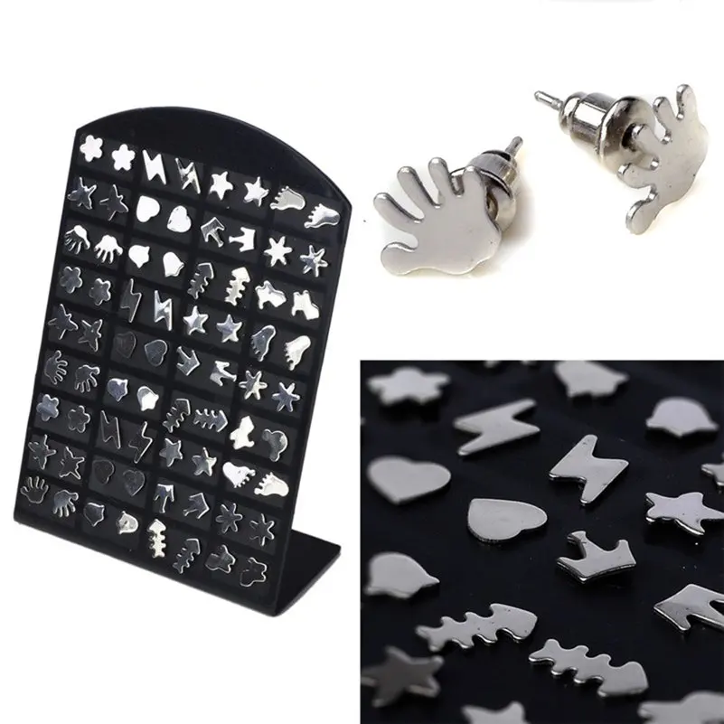 36 пар смешанных серег из нержавеющей стали для женщин и девочек серебряный цвет