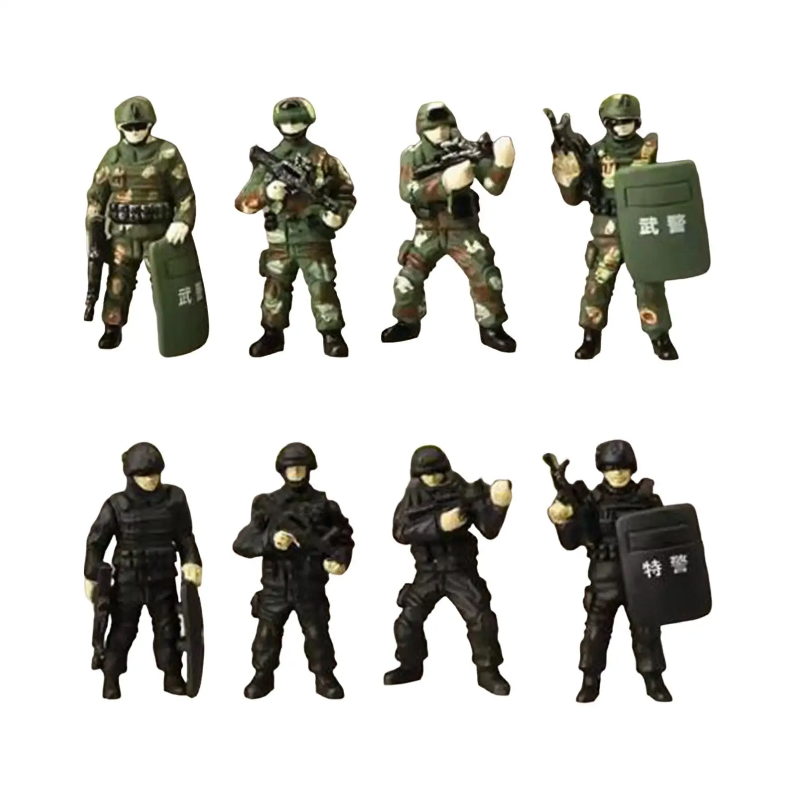 

4 Pieces 1/64 Miniature Figure Special Forces Model Figures for Model Train