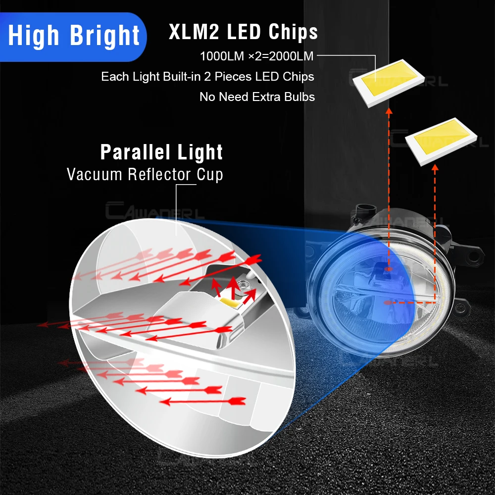 Фото 2 X передние светодиодные противотуманные фары + дневные ходовые огни Angel Eye DRL 30W H11 для Toyota Tundra 2014 2015 2016 2017 2018 2019 №2