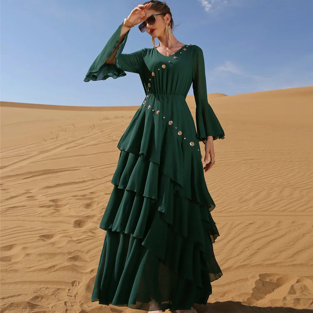 Chiffon Muslim Hijab Dress Abaya Dubai Turkey Islam Clothing African Long Dresses for Women Moroccan Kaftan Robe Djellaba Femme