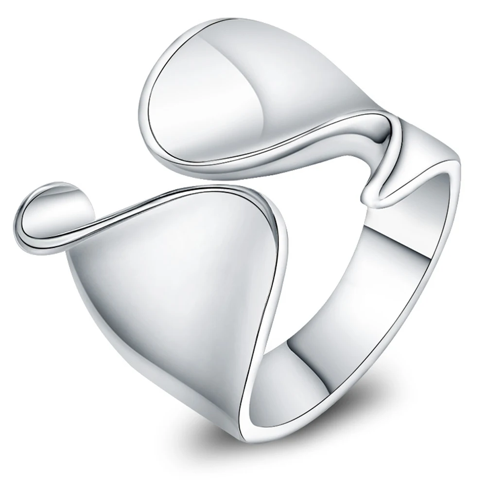 

925 Sterling Silver Unique Design Smooth Ring For Women Jewelry Beautiful Finger Adjustable Open Ring For Party Christmas Gift