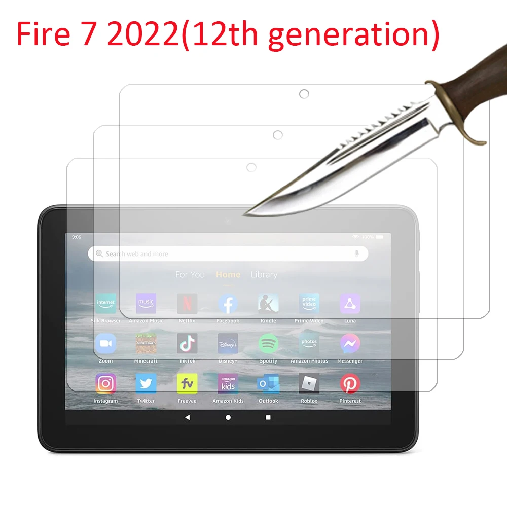 3PCS Tempered glass screen protector for All new Fire 7 2022