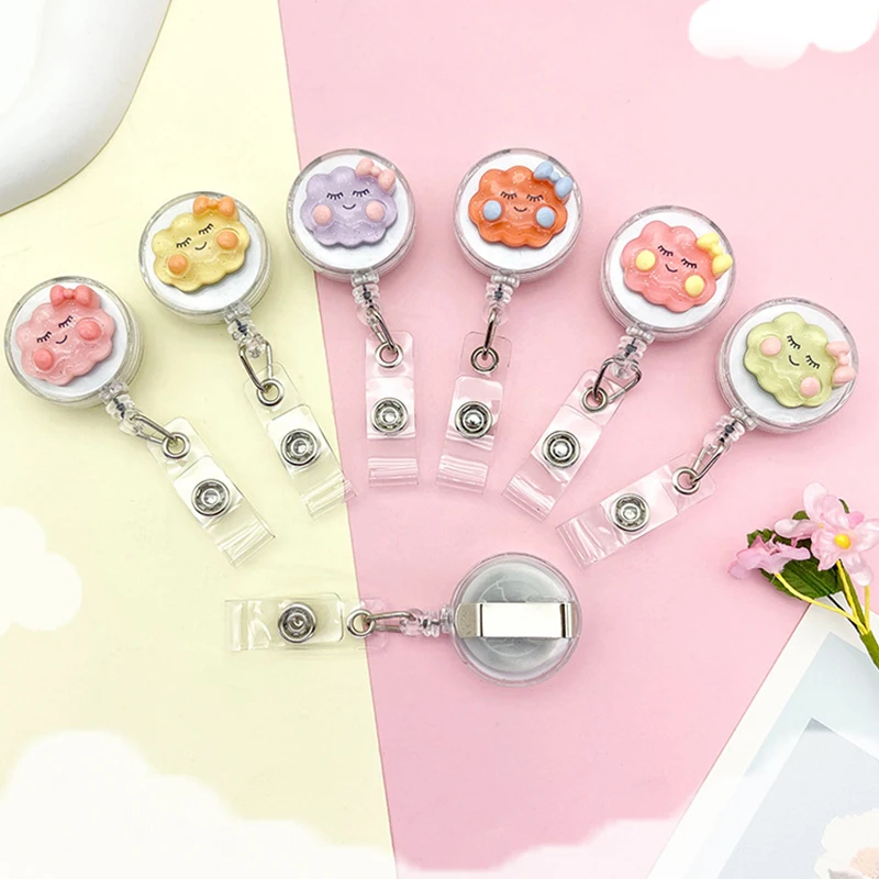 

Creative Candy Color Flowers Resin Retractable Badge Reel Nurse Doctor Student Exhibition ID Card Clips Badge Holder Stationery