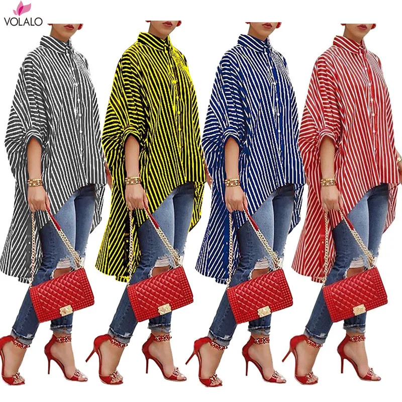 

Женская Асимметричная рубашка-Блуза в полоску, с принтом, рюшами и пуговицами, пикантное Повседневное платье для вечеривечерние, Пляжное пл...