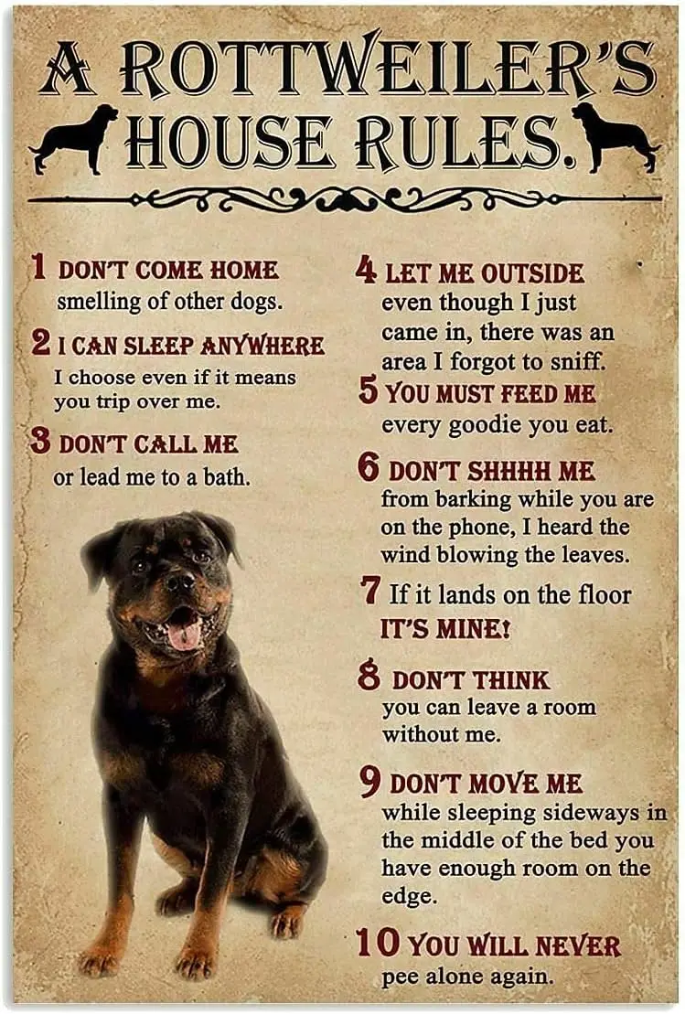 Правила дома Rottweler'S Metl Tn Sgn New Vntge Декор для и офиса Resturnt Grge Br 812 nch