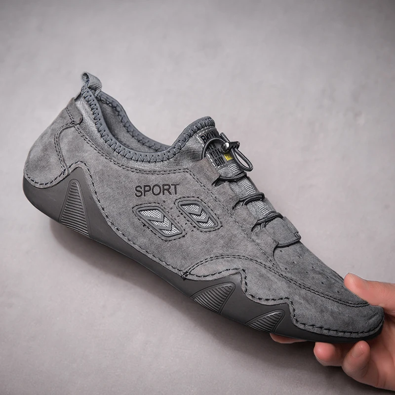 Мужские кожаные кроссовки мягкие лоферы повседневная обувь для вождения лето |