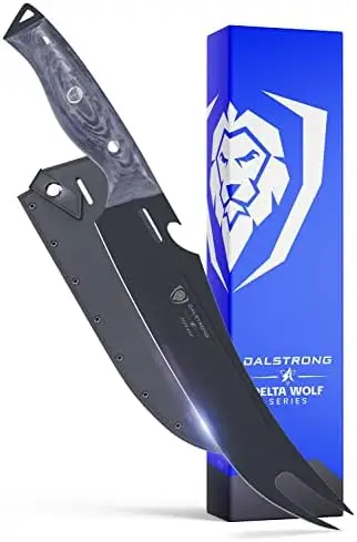 

Wolf Series Black Nitride Coating High Carbon 9CR18MOV Steel Butcher & Breaking Kitchen Knife with G10 Camo Handle, 10 Inch