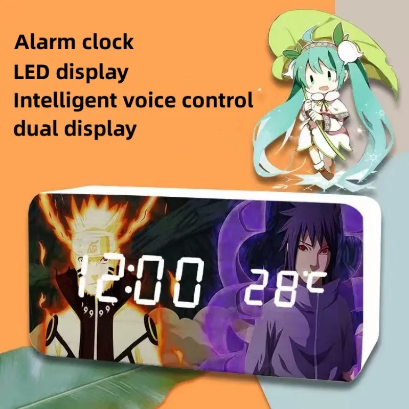Naruto Sasuke Two-dimensional Anime Surrounding Voice-activated Unisex Christmas Gift Clock Desktop Led Hdwholesale