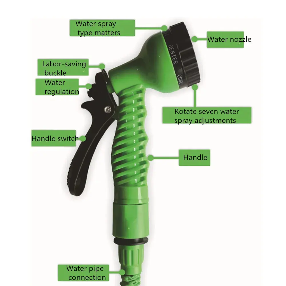 Расширяемый Садовый Шланг 1 Шт. Гибкий Водяной С 7-функциональной Распылительной