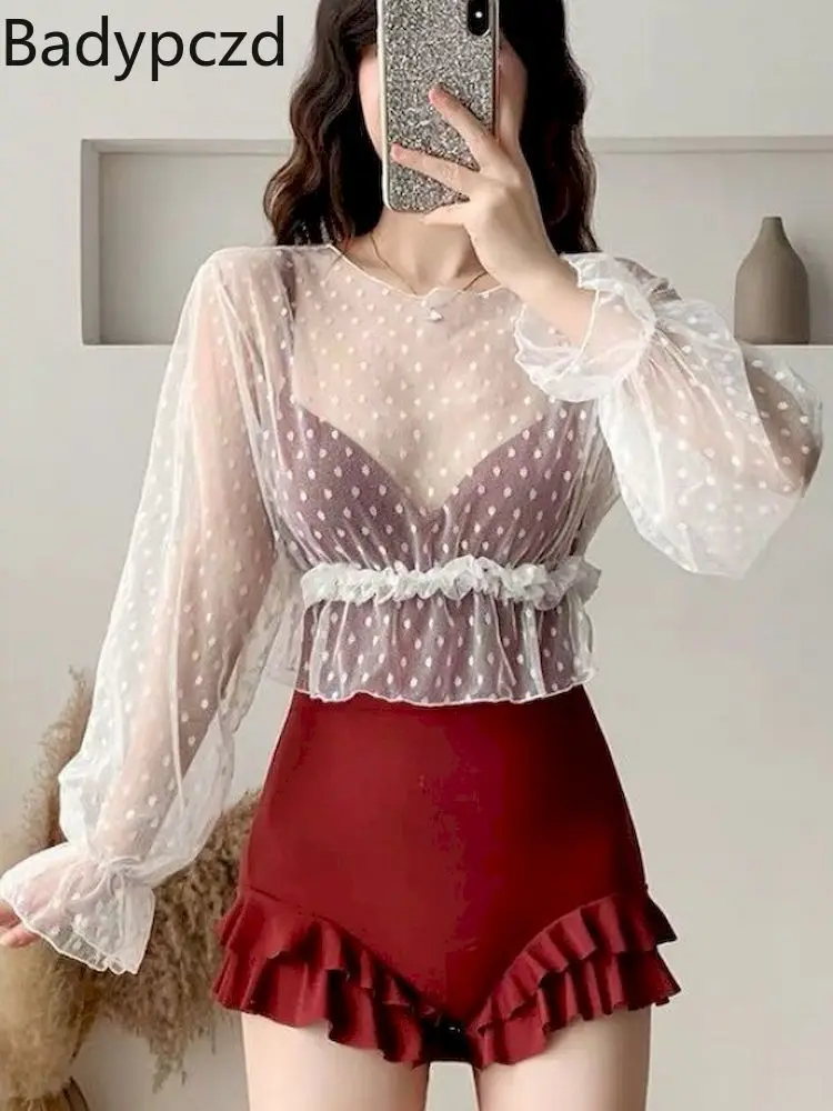 

Badypczd Swimsuit for Women One-piece Bikini Smock Suit Sexy Suspender Swimsuit Transparent Lace Swimsuit Summer 2022 Beach Wear