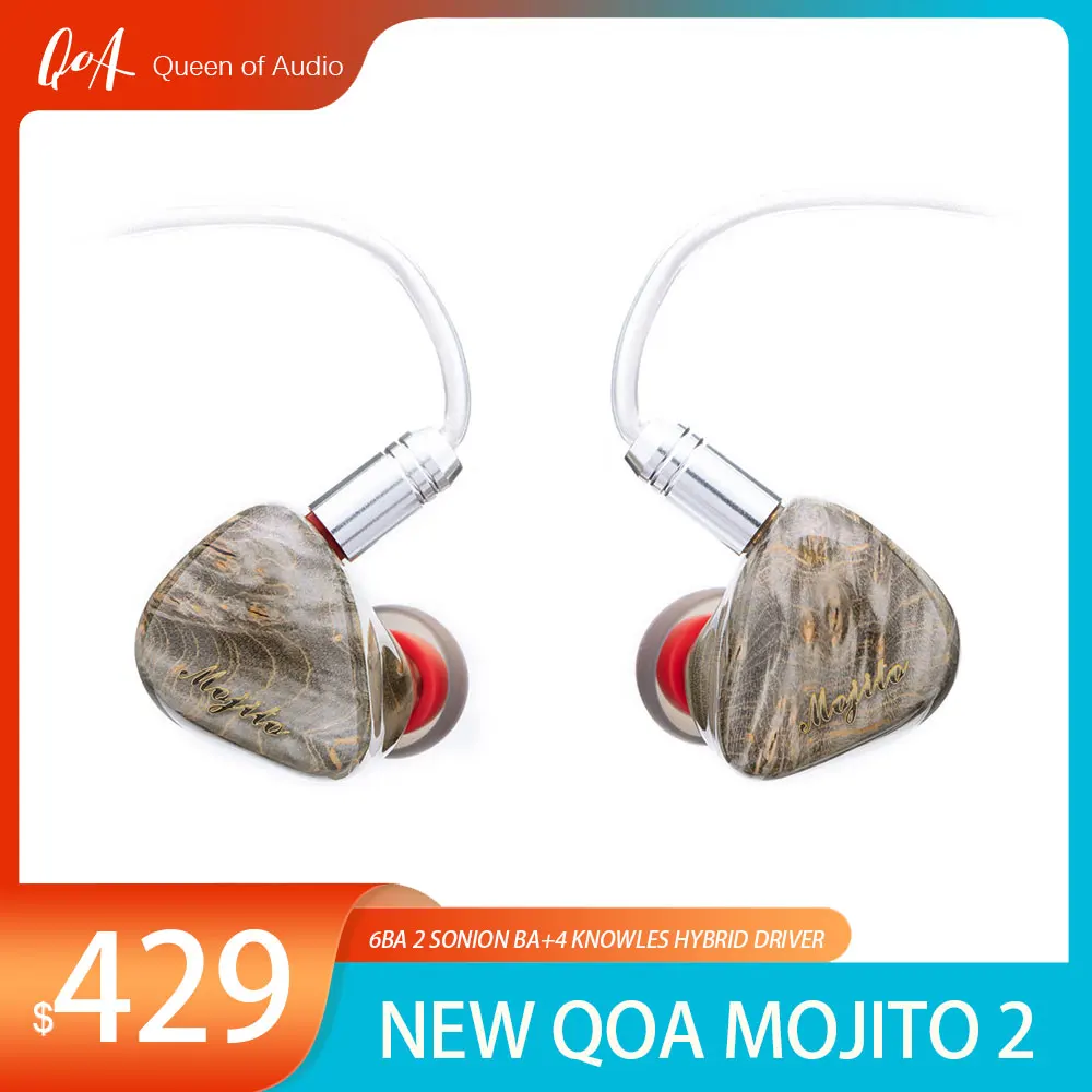 

NEW QOA Mojito 2 Best HIF Wried In Ear IEMs Earphone 6BA 2 Sonion BA+4 Knowles Hybrid Driver Monitor with 2Pin Detachable Cable