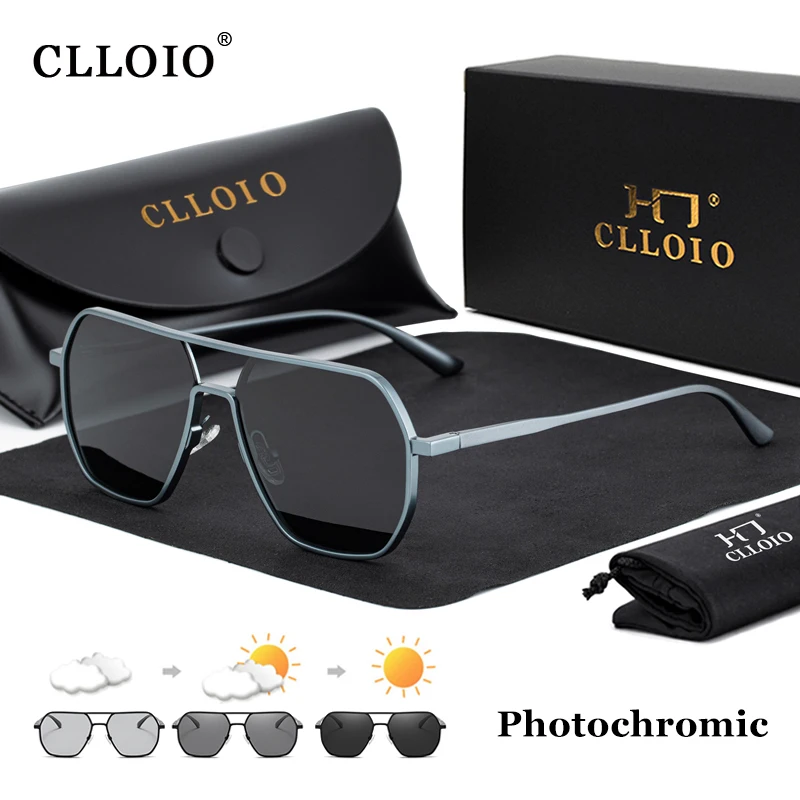 CLLOIO New Fashion Aluminum Photochromic Sunglasses Men Women Polarized Sun Glasses Chameleon Anti-glare Driving Oculos de sol 1