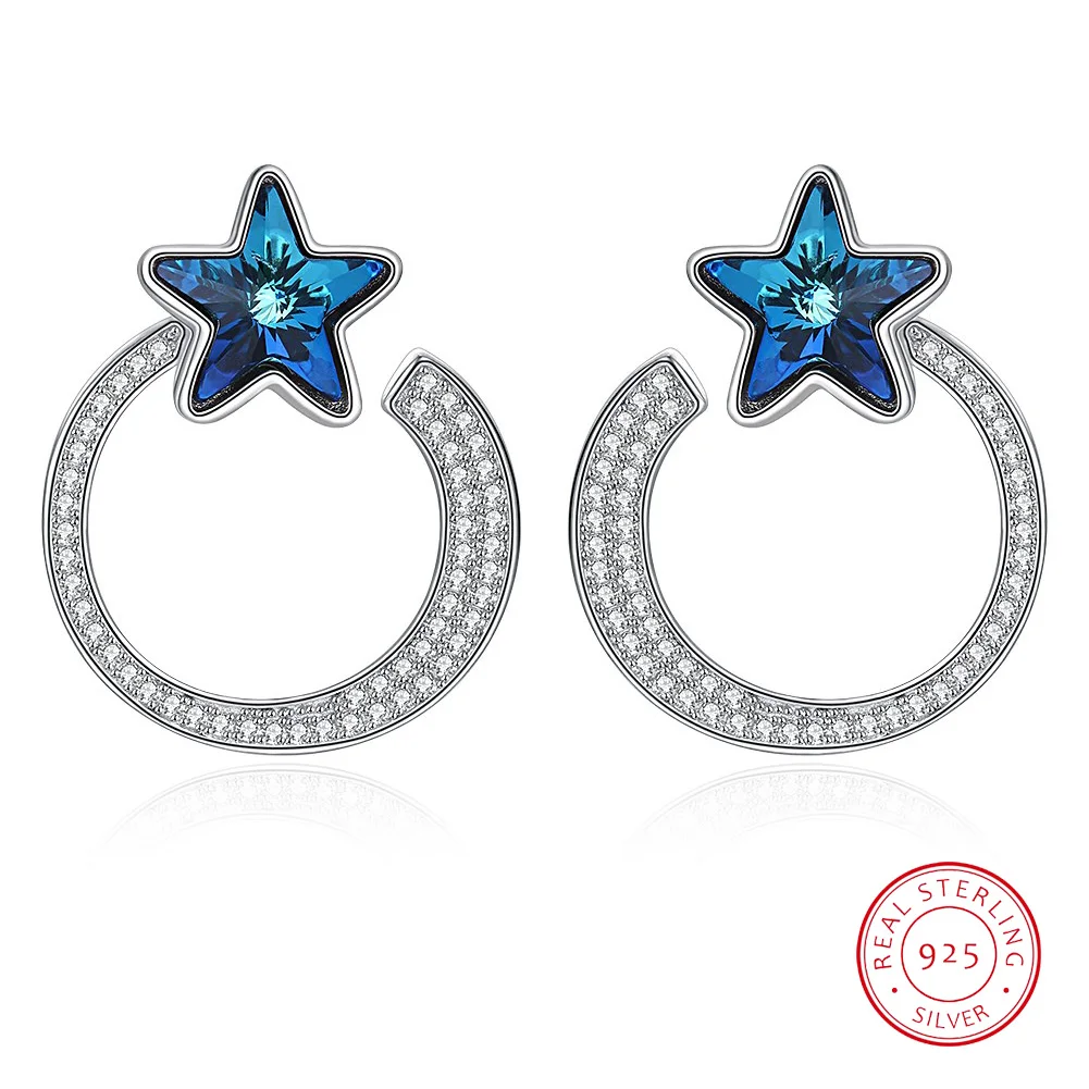 

Sterling Silver Star Crystal Stud Earrings Luxury Crystal Earrings for Women Birthday Valentine's Day Anniversary Fine Gift