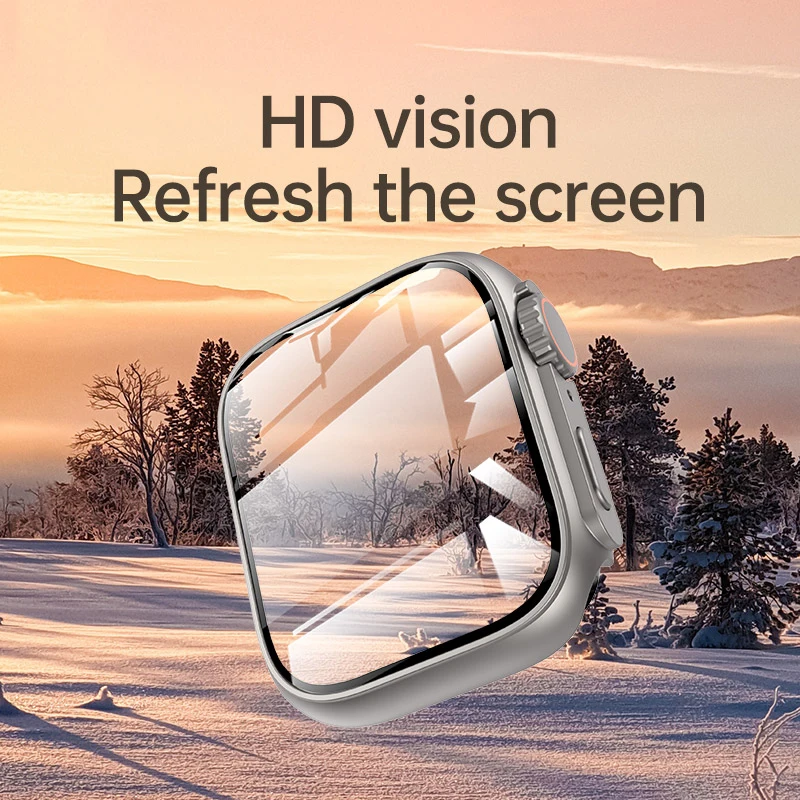 PC Case+Tempered Glass For Apple Watch Series 8 7 4 6 5 se 45mm 44mm cover Screen Protector change to ultra iWatch Accessories