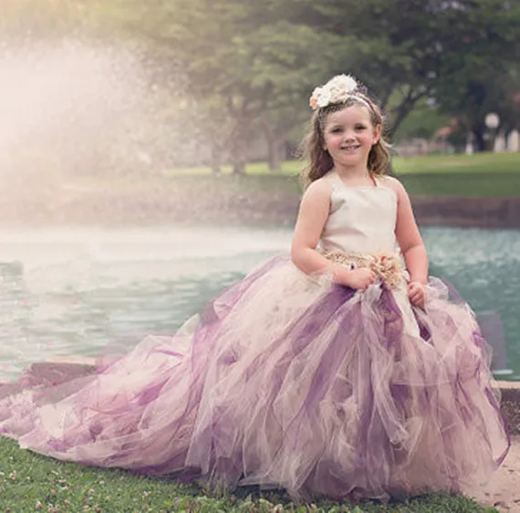 Gorgeous Tulle Girls Party Tutu Dress For With Train Long Casual Summer Princess Flower Girl Dresses Weddings | Детская одежда и