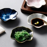 japanese style ceramic kiln changing lotus leaf dish snack seasoning dish cold dish dish sushi sauce dish sauce bottle