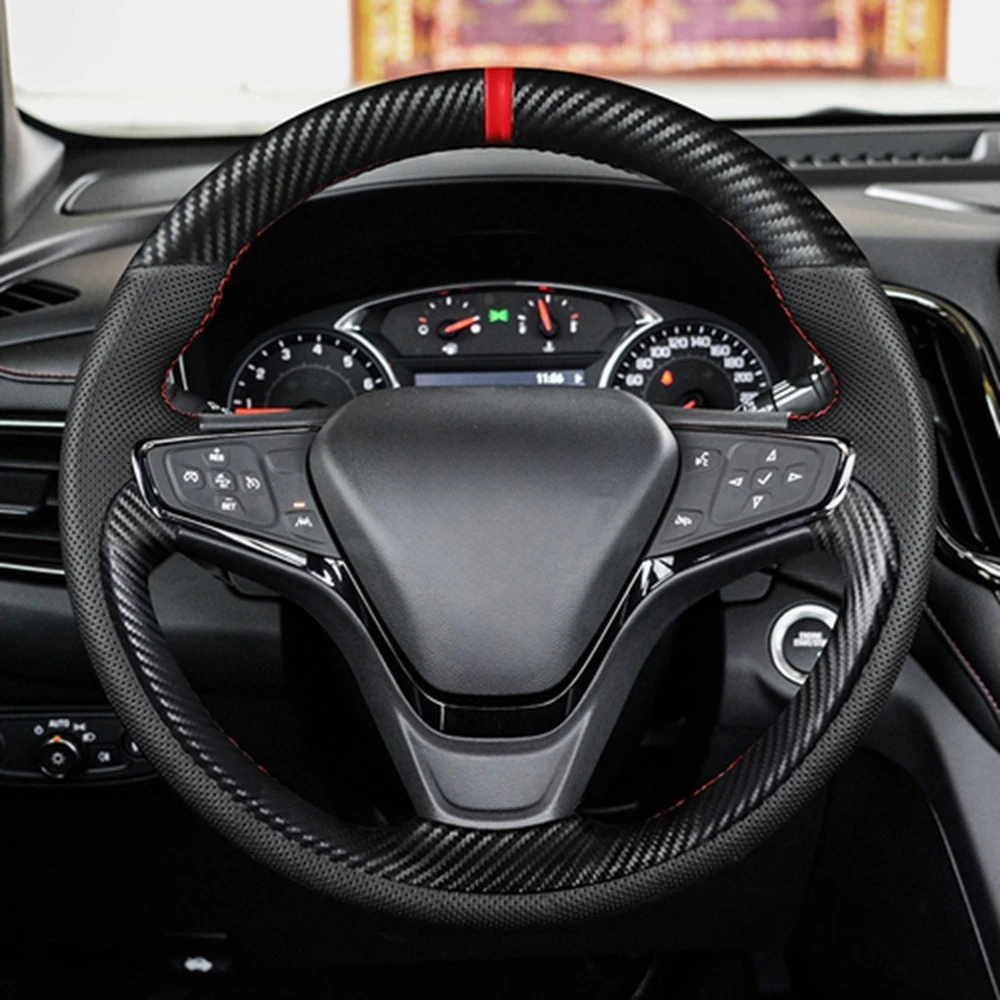 

Чехол рулевого колеса автомобиля прошитая вручную противоскользящая черная натуральная кожа для Chevrolet MALIBU XL Equinox Monza Trax Rider