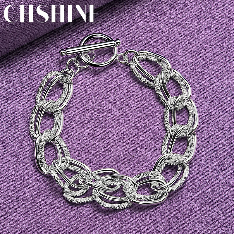 

CHSHINE 925 Sterling Silver Smooth Matte Double Chain Bracelet Fashion Charm Wedding Party High Quality For Women Jewelry