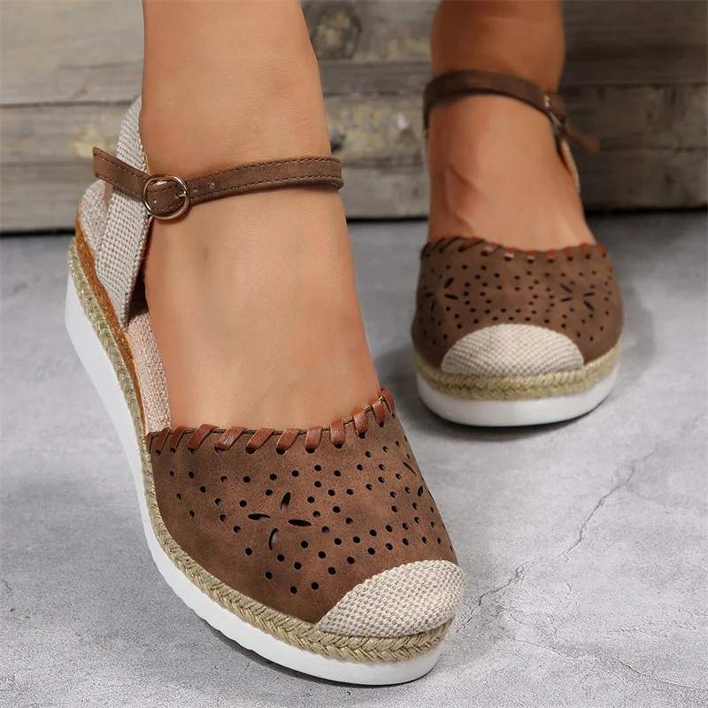 

Summer New Peep Toe Sandals Thick Sole Wedges High Heeled Boho Sandals 2023 New Fashion Casual Plus Size Comfy Women Sandalias