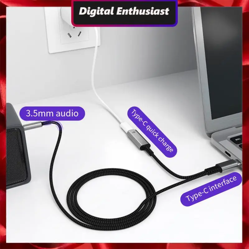

Portable Usb C To Aux Charger Adapter Mic Jack Dongle Cable Hifi Usb C To 3.5mm Headphone For Samsung Galaxy S20 S21 Aluminum