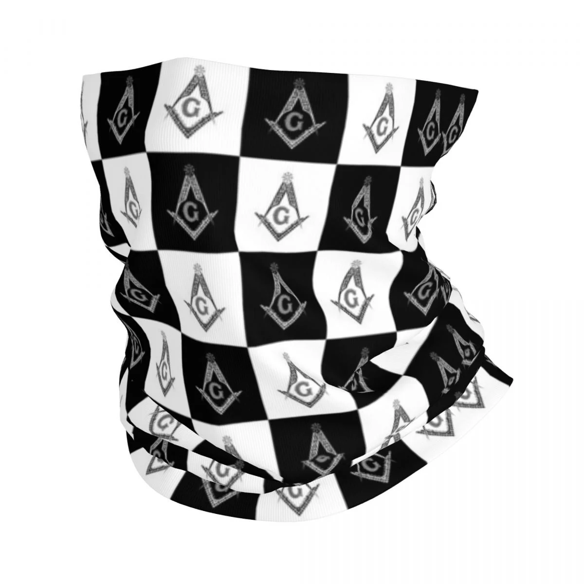 

Freemason Ceckered Pattern Bandana Neck aiter Printed Masonic Mason Mask Scarf Warm Balaclava Ridin for Men Women Adult