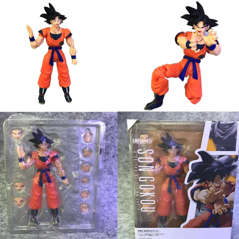 

Dragon Ball Anime Son Goku Soldier Accessories Original Package Kakarotto SHF Figuarts Goku Face Changing Action Figure Toy Gift