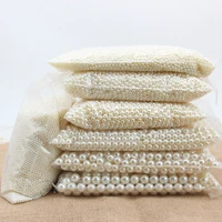 wholesale 3 20mm 10 1000pcsbag ivorywhite abs imitation round pearls holesno hole spacer sewing beads necklace jewelry making