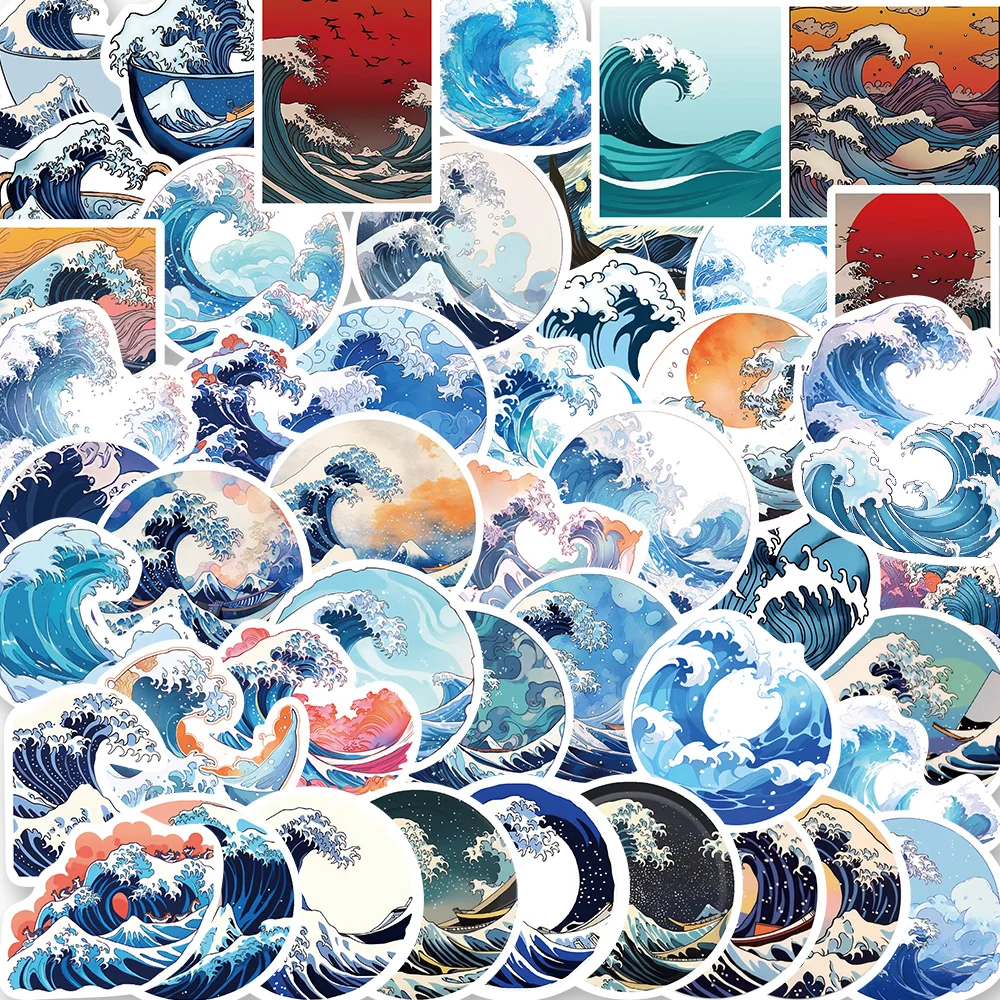 

10/50PCS Cartoon Anime The Great Wave off Kanagawa Stickers For Car Laptop Phone Decor Vinyl Decals Waterproof Graffiti Sticker
