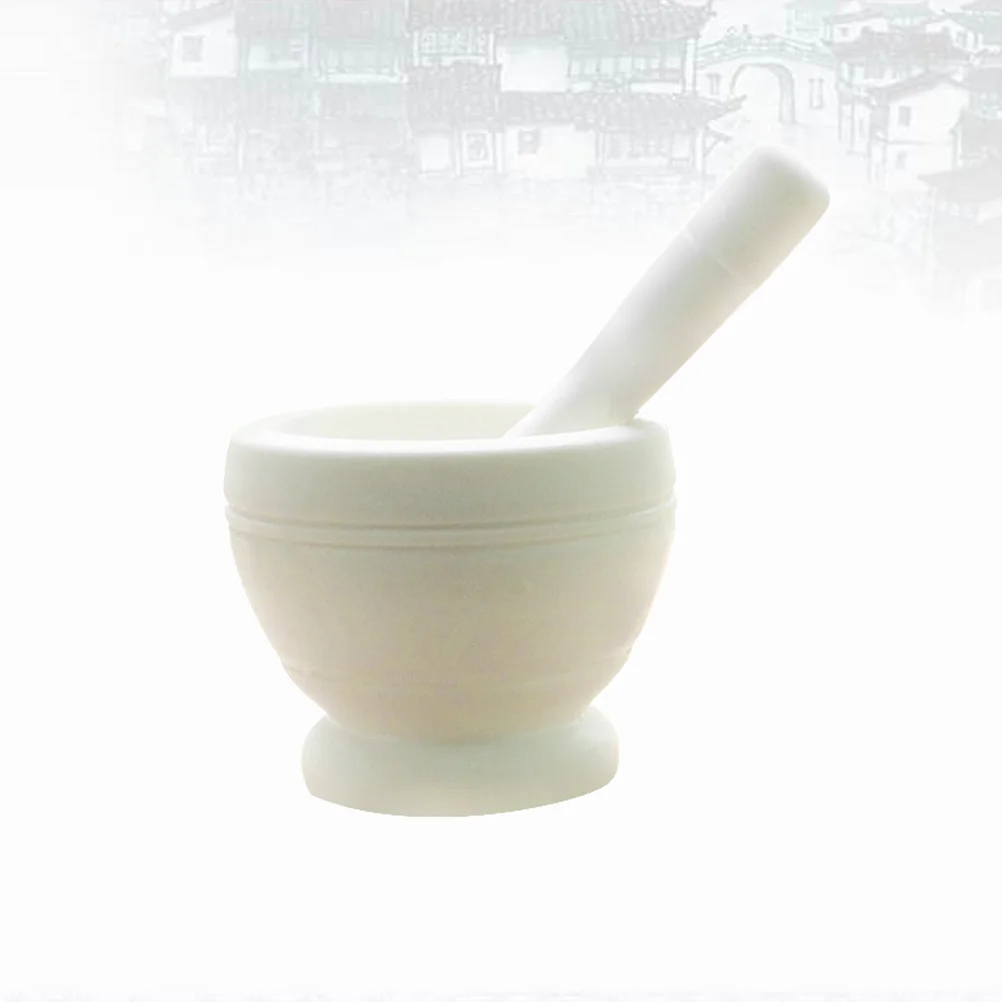 

Mortar and Pestle Set Resin Guacamole Bowl for Spices Seasonings Pastes Pestos ( White )