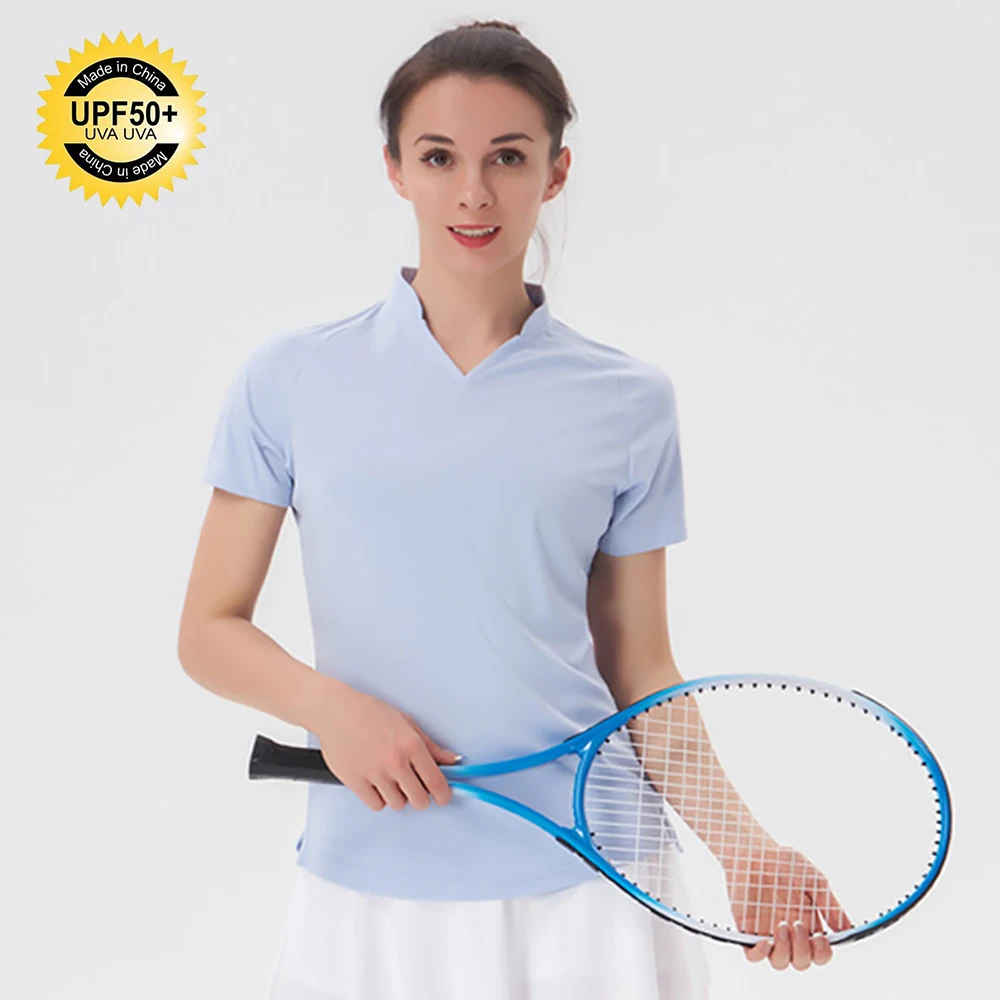 

Women's Golf Wear Summer 2023 Golf Women Clothing Moisture Wicking T-shirt V-neck Short Sleeve Shirt Small Collar Quick Dry Tops