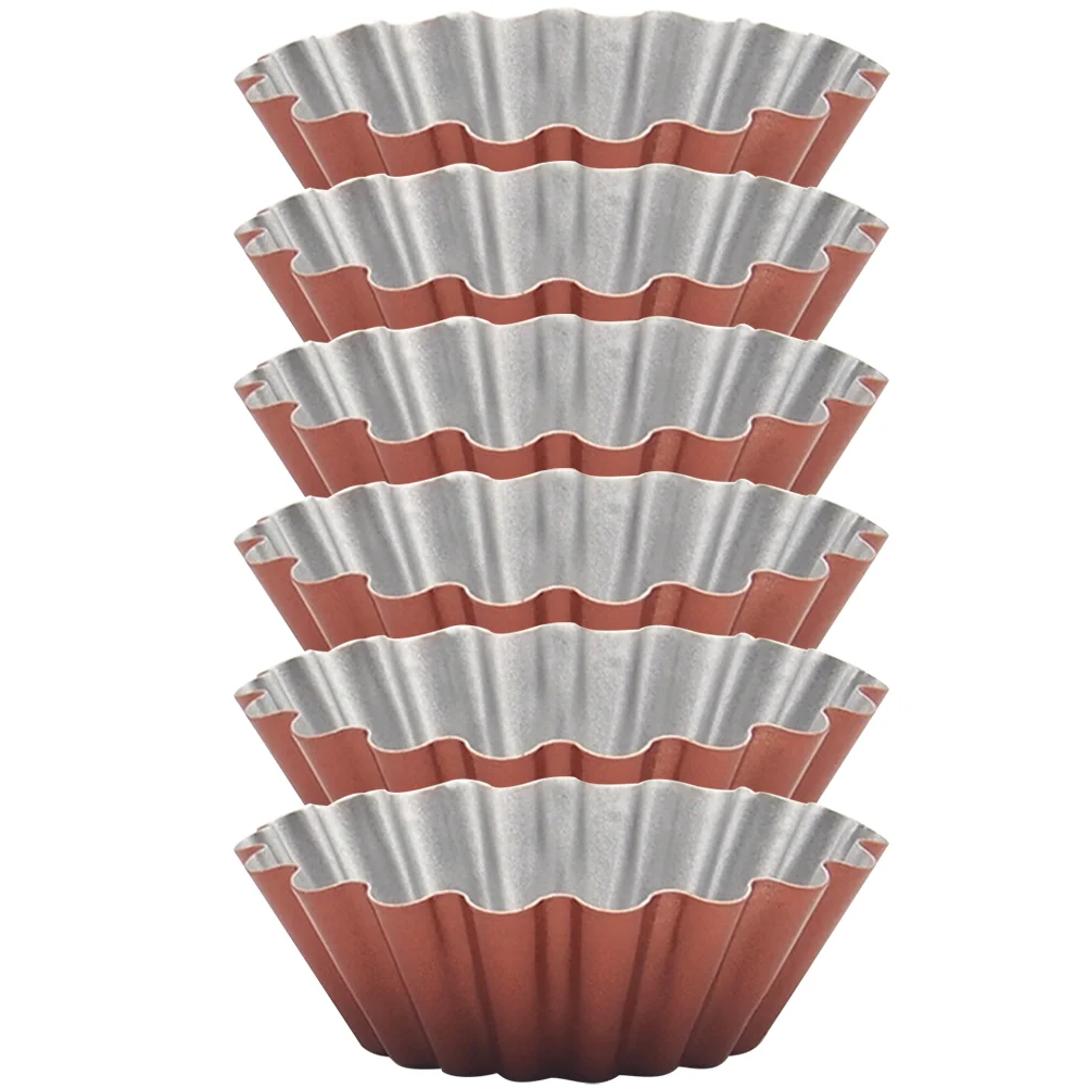 

6Pcs Kitchen Egg Tart Mold Pudding Moulds Baking Cookie Moulds Kitchen Reusable Baking Tools