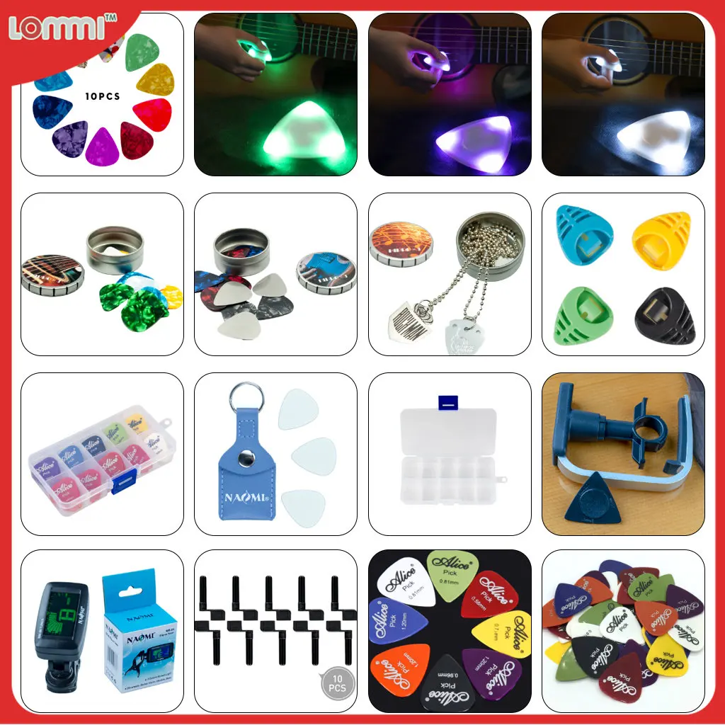 

Медиаторы LOMMI для Светодиодный итары, LED медиаторы, магнитный тюнер, устройство для намотки струн гитары, держатель медиаторов, музыкальные подарки, укулеле