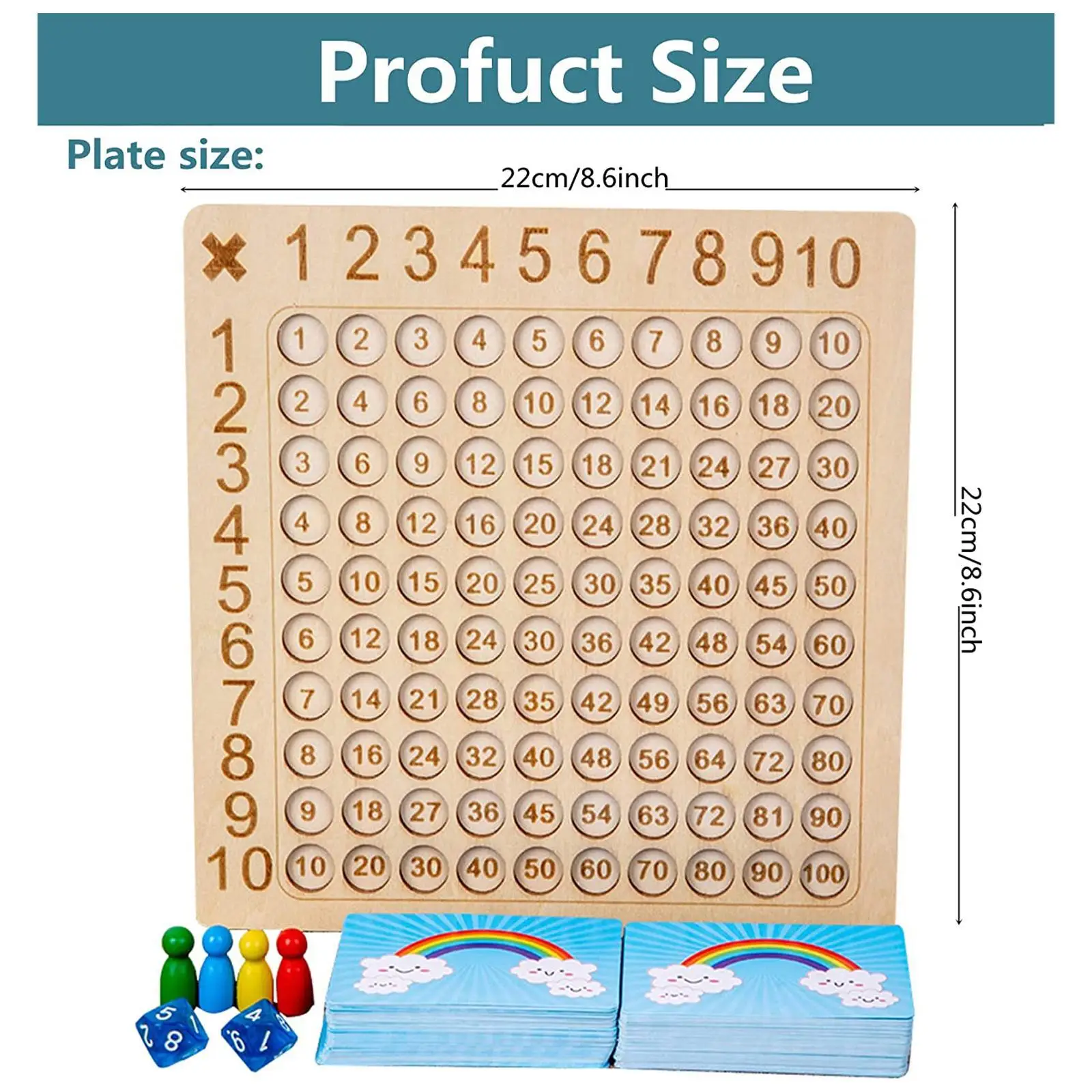 

Настольная игра Монтессори с деревянным умножением, детская сто интерактивная игра, доска с подсчетом, математические мышления, развивающие игрушки X6E3