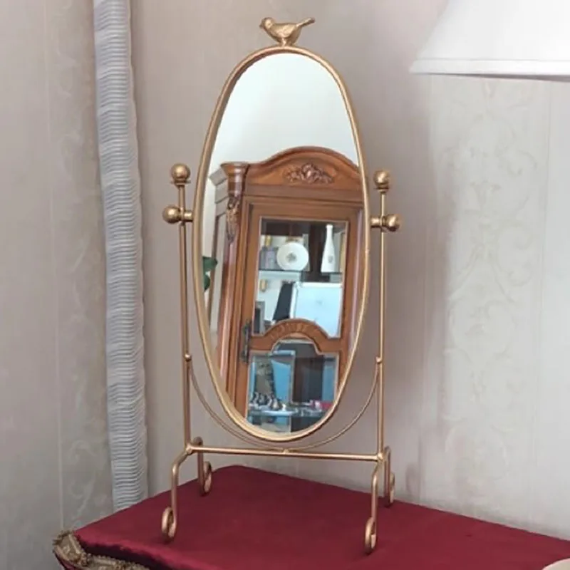 

Holder Glass Decor Mirror Oval Makeup Vintage Bedroom Aesthetic Mirror Shower Big Gold Espejos Decorativos De Pared Home Decor