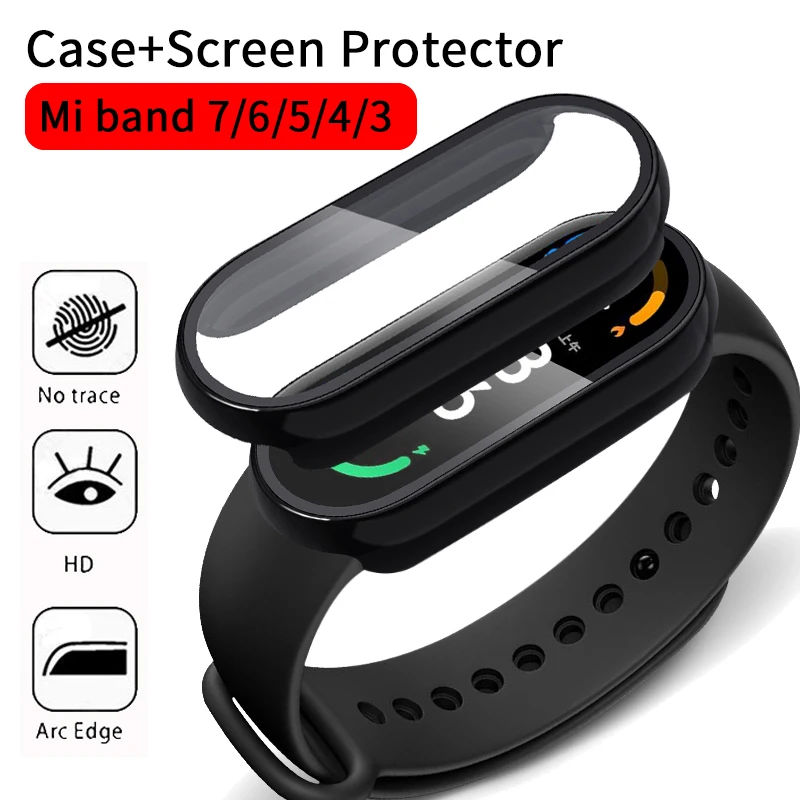 2в1 защитный чехол для Xiaomi Mi Band 7 6 5 4 3 Чехол + пленка полное покрытие Miband band NFC -