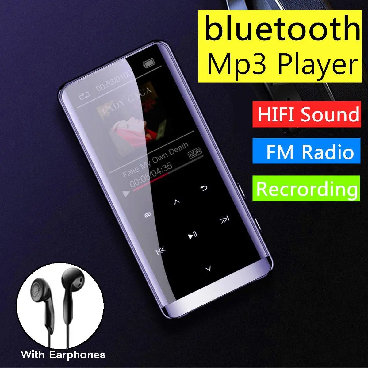 

32GB Bluetooth MP3 Player HIFI Sport Music Speakers MP4 Media FM Radio Recorder Volume:8GB Style:With Bluetooth