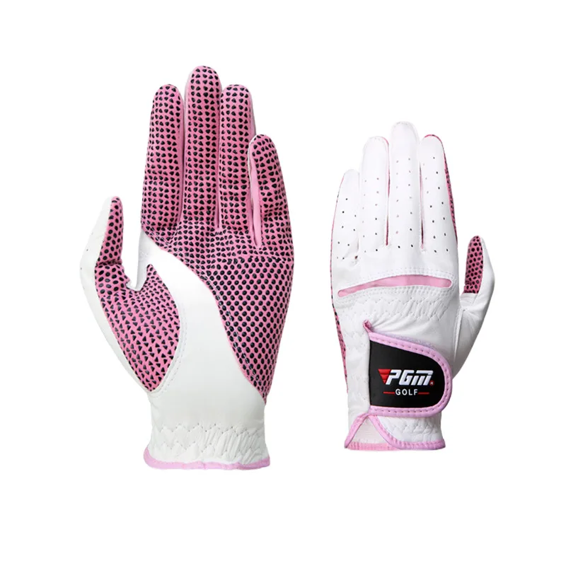 PGM 1 Pair Golf Gloves Women Kid Sheepskin White/pink Glove for Golf Protective Finger Training Breathable Anti-slip for Ladies