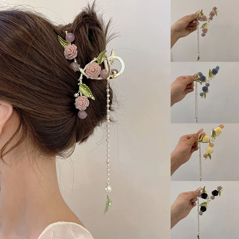Новинка 2022, супер-сказочный темперамент, женская заколка для волос с цветком розы, заколка для волос с акулой, заколка для волос, модные аксессуары для волос Новинка 2022, супер-сказочный темперамент, женская заколка для волос с цветком розы, заколка для волос с акулой, заколка для волос, модные аксессуары для волос