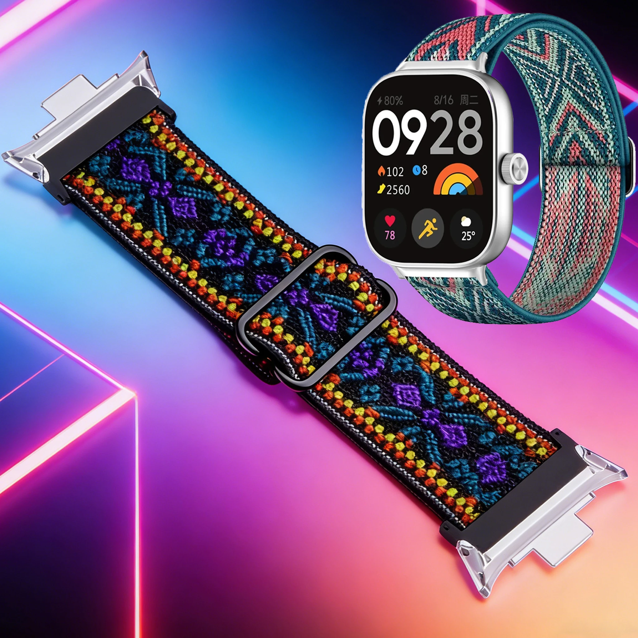 Фото Ремешок для Xiaomi Mi Band 8 9 Pro, сменный, эластичный, нейлоновый, плетеный, для женщин и мужчин, для Redmi Watch 4 5 6, браслет №2