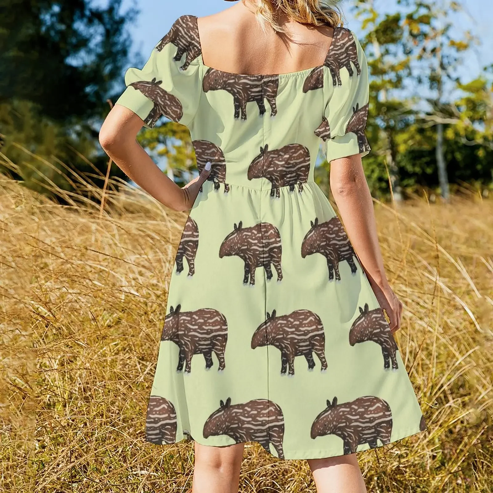 Животные Малайзии - Baby Malayan Tapir Платье с короткими рукавами женская одежда платье