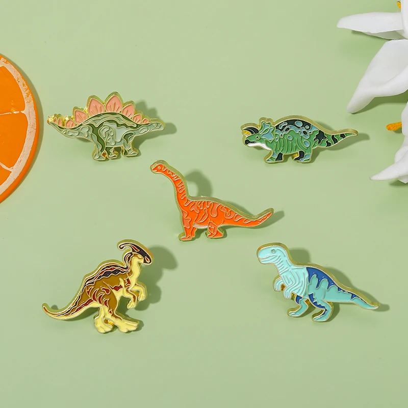 

Dinosaur Enamel Pin Cartoon Dinosaur Pattern Tyrannosaurus Rex Brooch Badge Animal Brooch on Backpack Gift for Children