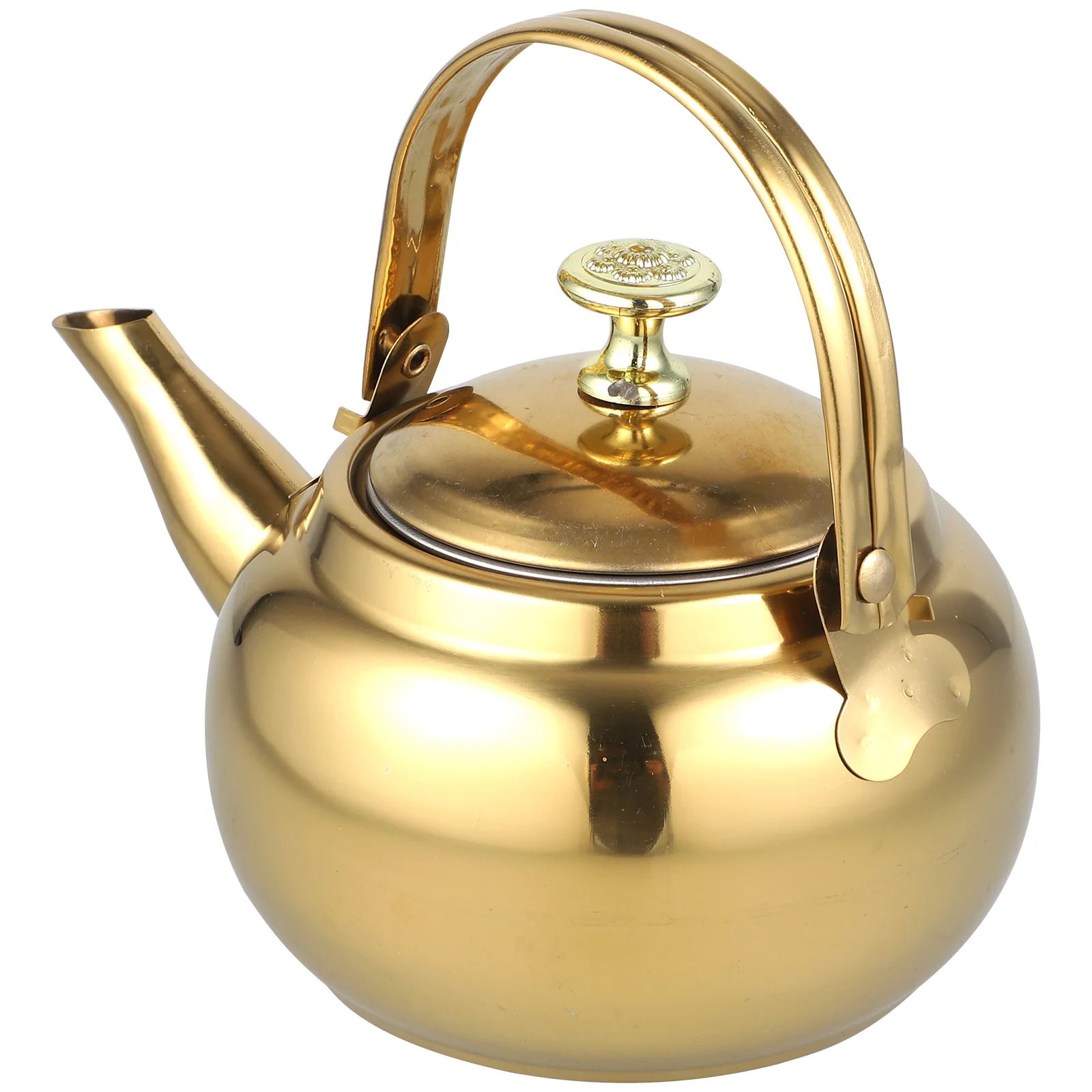 

Stainless Steel Teapot Exquisite Teakettle Boiling Water Heater 18x14.5cm Home Golden Large-capacity Make