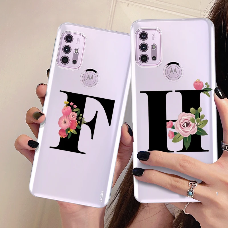 

Letters Flower Case for Moto G22 4G EU One Fusion G7 G8 G9 E7 Power Plus Play G10 G20 G30 G60S G31 G41 G51 G71 Clear Back Cover